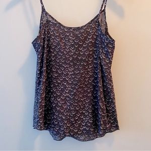 Aritzia 100% silk purple and black camisole